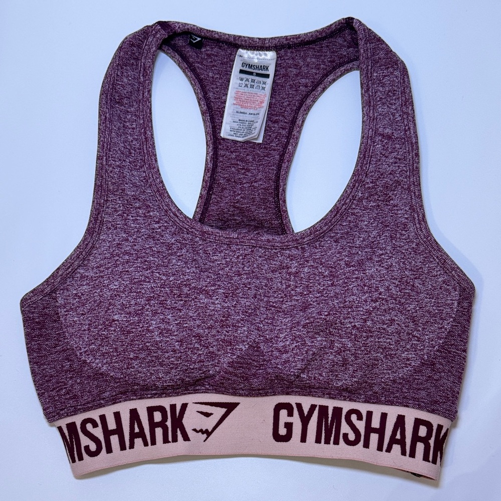 Gymshark Seamless Racerback Sports Bra - Plum Heather with Cream Band